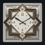 Art Deco Square Wall Clock<br><div class="desc">Great clock design. You will love it like others. Be free to use this design for other product you like or to customise and add your text. Follow me for more. Thank you. Have a nice day.</div>