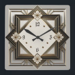Art Deco Square Wall Clock<br><div class="desc">Great clock design. You will love it like others. Be free to use this design for other product you like or to customise and add your text. Follow me for more. Thank you. Have a nice day.</div>