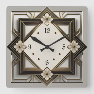 Art Deco Square Wall Clock