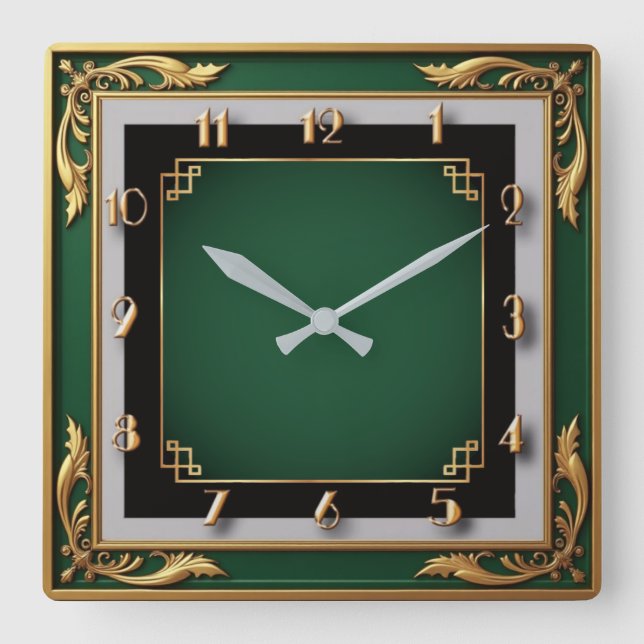 Art Deco Square Wall Clock (Front)