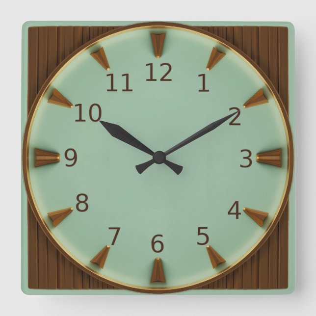 Art Deco Square Wall Clock (Front)