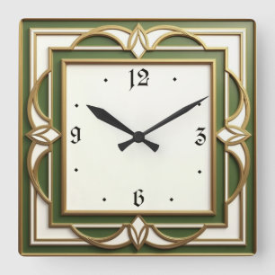 Art Deco Square Wall Clock