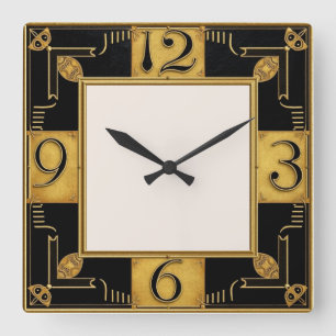 Art Deco Square Wall Clock