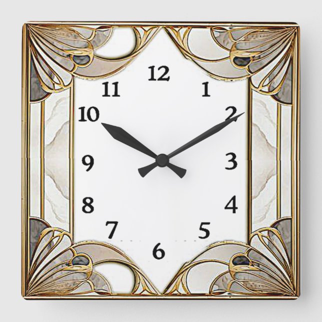 Art Deco Square Wall Clock (Front)