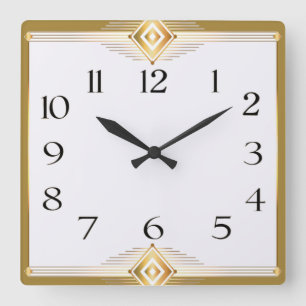 Art Deco Square Wall Clock
