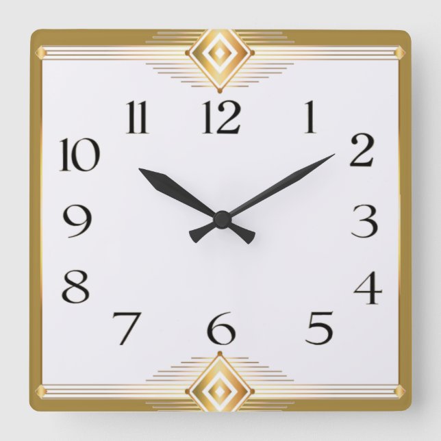 Art Deco Square Wall Clock (Front)