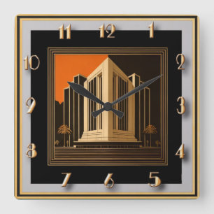 Art Deco Square Wall Clock