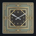 Art Deco Square Wall Clock<br><div class="desc">Great clock design. You will love it like others. Be free to use this design for other product you like or to customise and add your text. Follow me for more. Thank you. Have a nice day.</div>