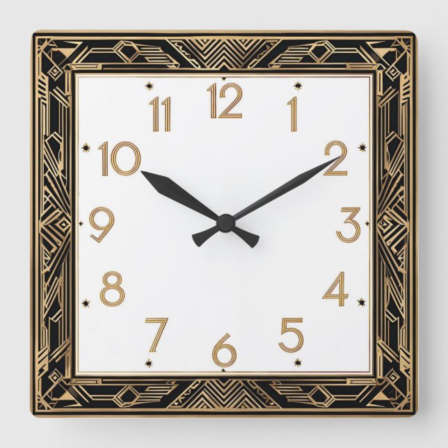 Art Deco Square Wall Clock (Front)