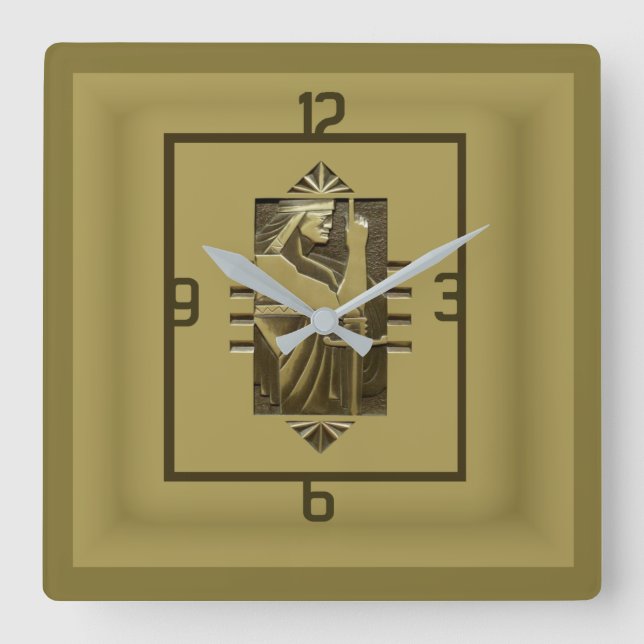 Art Deco Square Wall Clock (Front)
