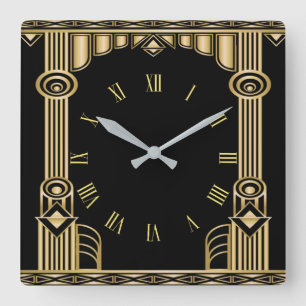 Art Deco Square Wall Clock