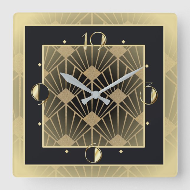 Art Deco Square Wall Clock (Front)