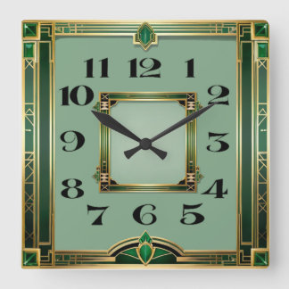 Art Deco Square Wall Clock