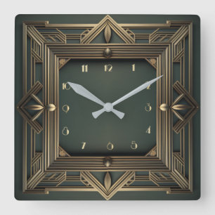 Art Deco Square Wall Clock