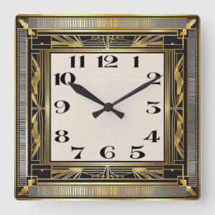 Art Deco Square Wall Clock