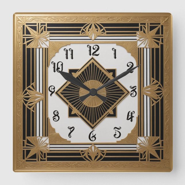 Art Deco Square Wall Clock (Front)