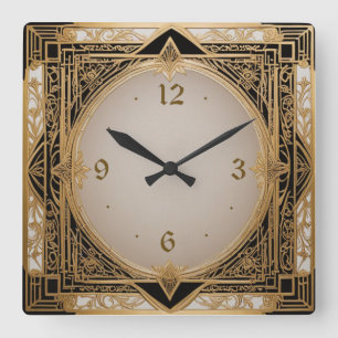 Art Deco Square Wall Clock