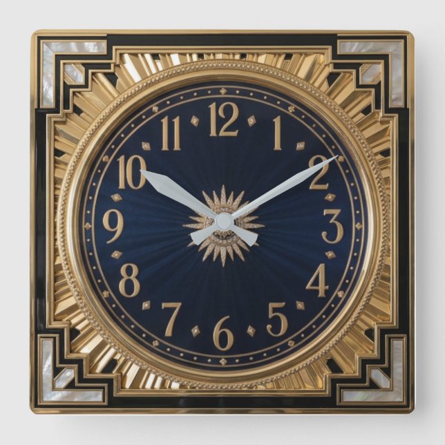 Art Deco Square Wall Clock (Front)