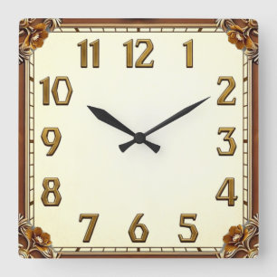 Art Deco Square Wall Clock