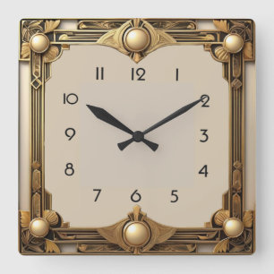 Art Deco Square Wall Clock