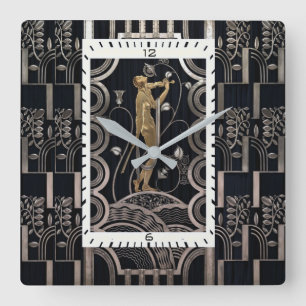 Art Deco Square Wall Clock