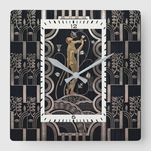 Art Deco Square Wall Clock (Front)