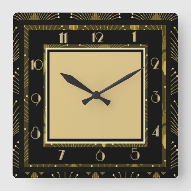 Art Deco Square Wall Clock (Front)
