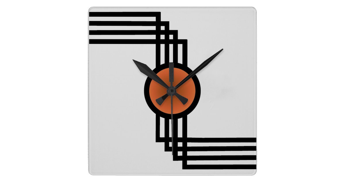 Art Deco Square Wall Clock Zazzle.co.uk