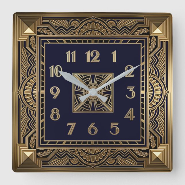 Art Deco Square Wall Clock (Front)