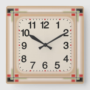 Art Deco Square Wall Clock