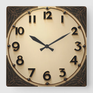 Art Deco Square Wall Clock