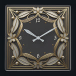 Art Deco Square Wall Clock<br><div class="desc">Great clock design. You will love it like others. Be free to use this design for other product you like or to customise and add your text. Follow me for more. Thank you. Have a nice day.</div>