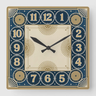 Art Deco Square Wall Clock