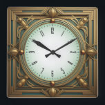 Art Deco Square Wall Clock<br><div class="desc">Great clock design. You will love it like others. Be free to use this design for other product you like or to customise and add your text. Follow me for more. Thank you. Have a nice day.</div>