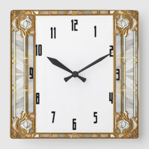 Art Deco Square Wall Clock
