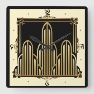 Art Deco Square Wall Clock