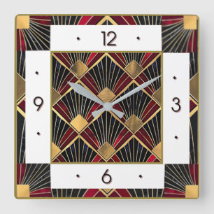 Art Deco Square Wall Clock