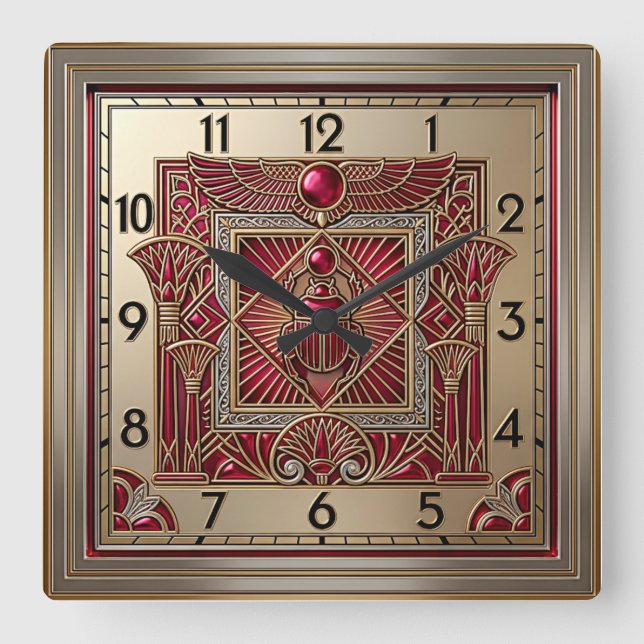 Art Deco Square Wall Clock (Front)
