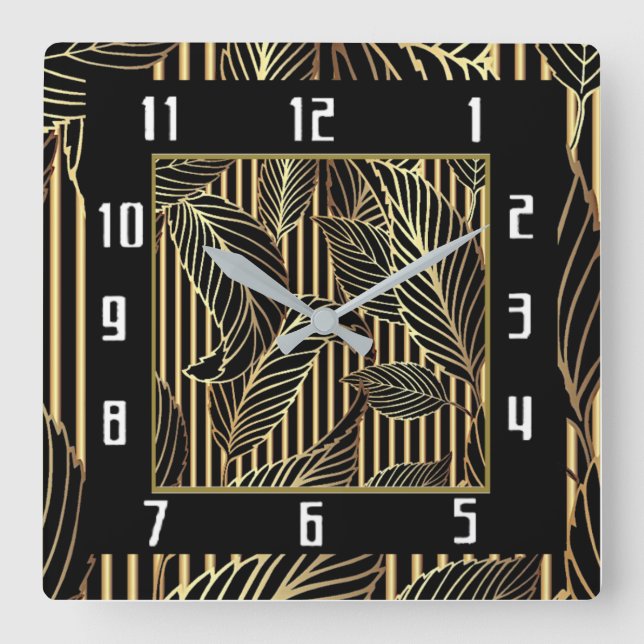 Art Deco Square Wall Clock (Front)