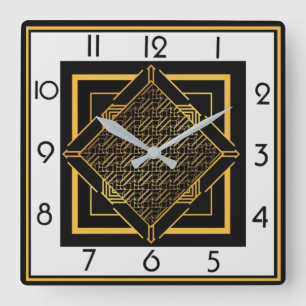 Art Deco Square Wall Clock