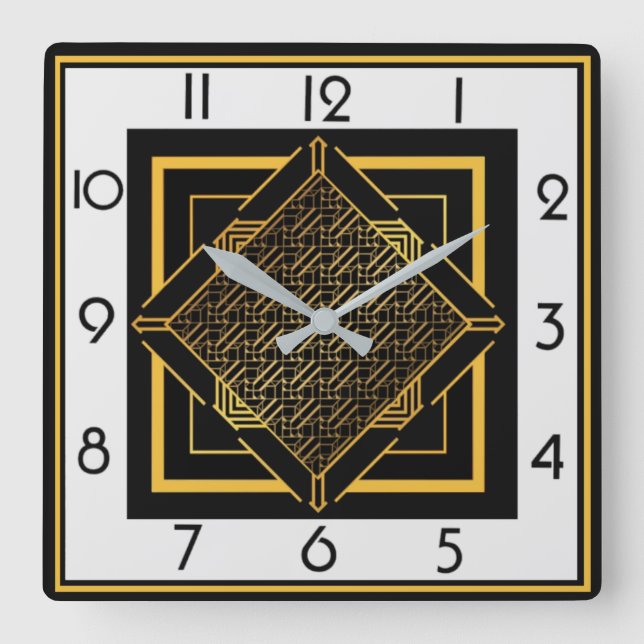 Art Deco Square Wall Clock (Front)