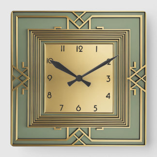 Art Deco Square Wall Clock