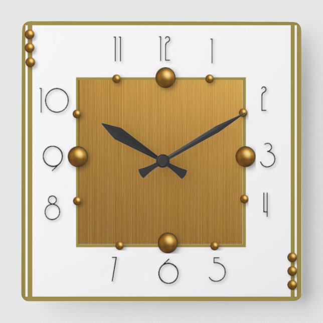 Art Deco Square Wall Clock (Front)