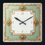 Art Deco Square Wall Clock<br><div class="desc">Great clock design. you will love it like others. Be free to use this design for other product you like or to customise and add your text. Follow me for more. Thank you. Have a nice day.</div>