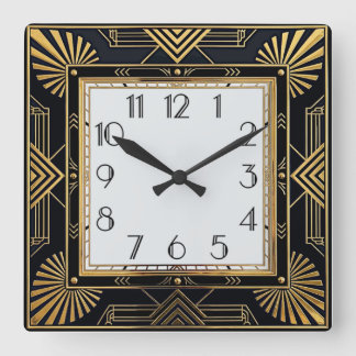 Art Deco Square Wall Clock