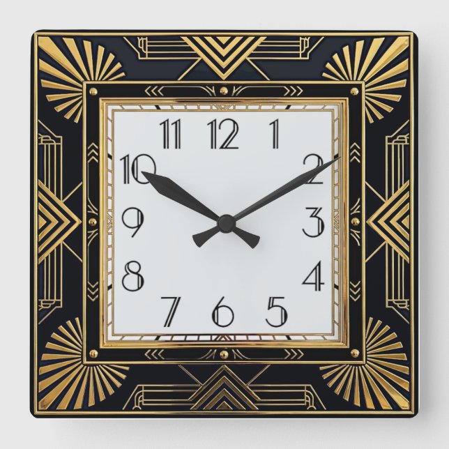 Art Deco Square Wall Clock (Front)