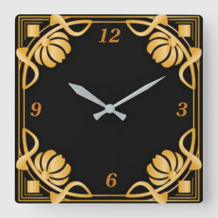 Art deco square wall clock