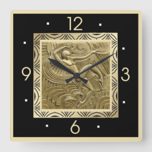 Art Deco Square Wall Clock