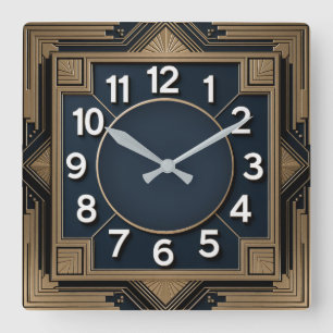 Art Deco Square Wall Clock