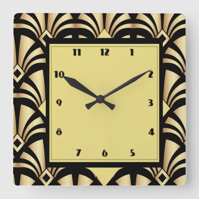 Art Deco Square Wall Clock (Front)